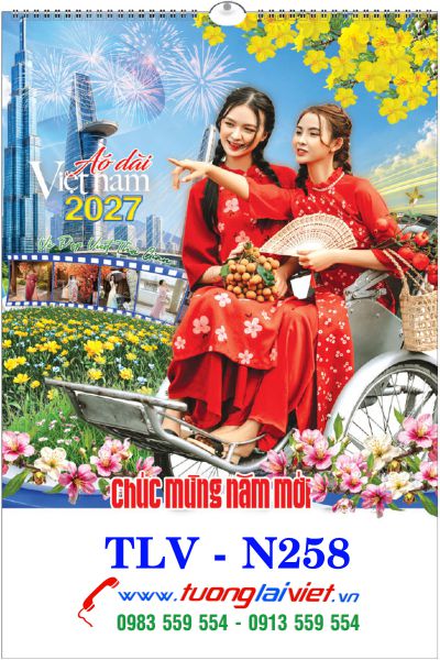 In Lịch lo xo 7 tờ Áo dài việt nam