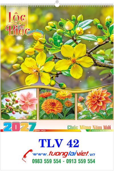 In Lịch lo xo 7 tờ Bốn mùa hoa