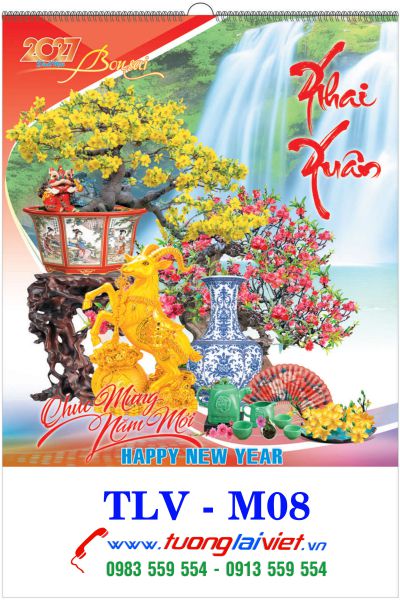 In Lịch lo xo 7 tờ Bon sai như ý