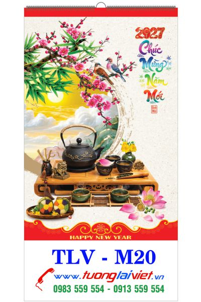 In Lịch lo xo 7 tờ Chữ thư pháp