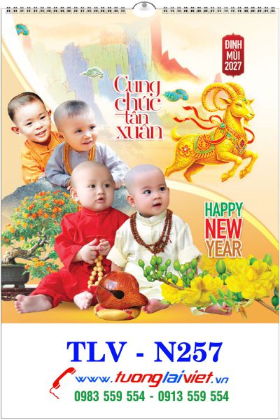 In Lịch lo xo 7 tờ Chú tiểu