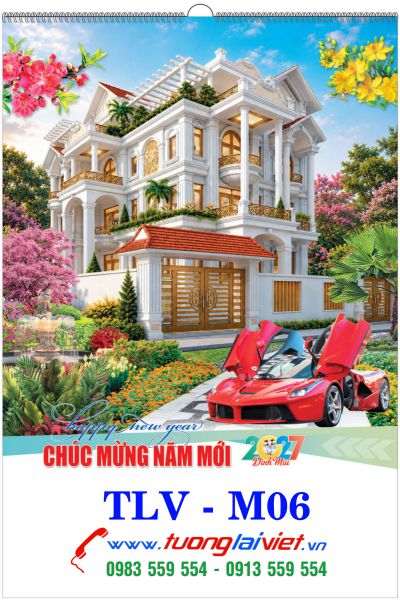 In Lịch lo xo 7 tờ Nhà và xe
