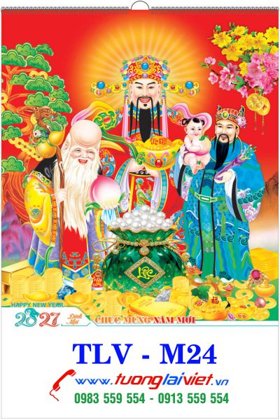 In Lịch lo xo 7 tờ Phước lộc thọ