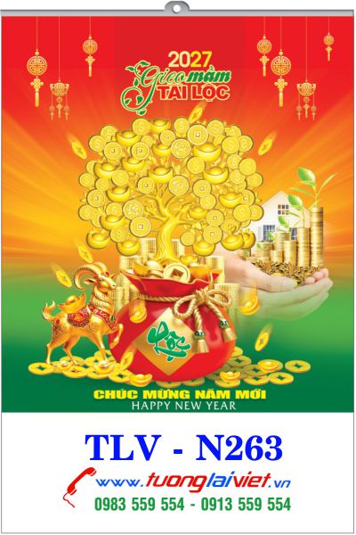 In Lịch treo tường 5 tờ Lộc xuân