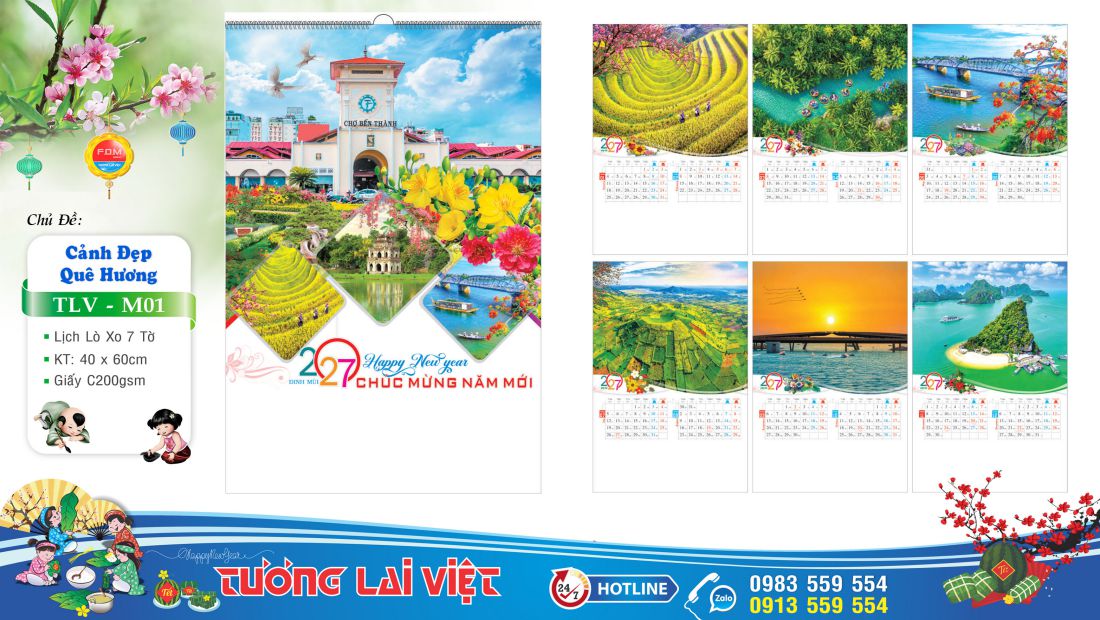 Lịch lo xo 7 tờ Cảnh đẹp quê hương