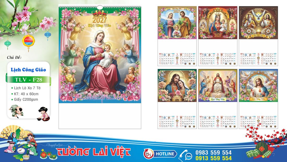Lịch treo tường 7 tờ Lịch công giáo