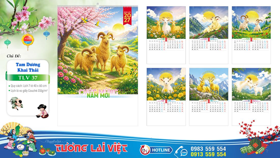Lịch lo xo 7 tờ Lộc xuân