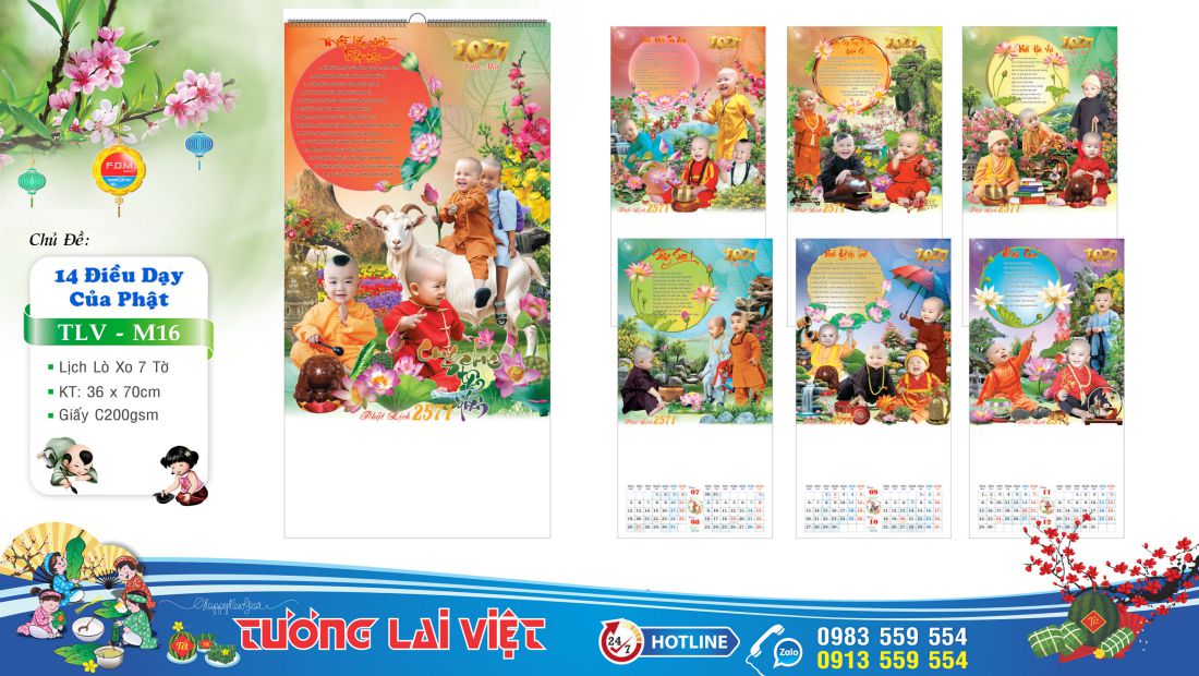 Lịch lo xo 7 tờ Lời phật dạy