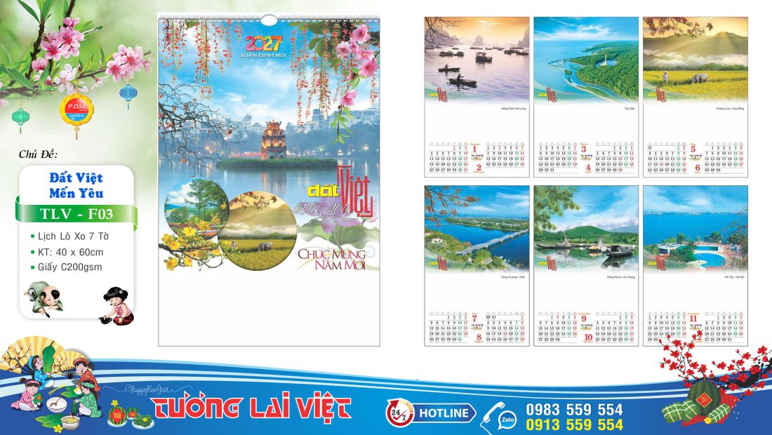 Lịch lo xo 7 tờ Thắng cảnh Việt Nam