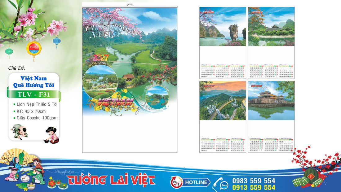 Lịch treo tường 5 tờ Cảnh Đẹp